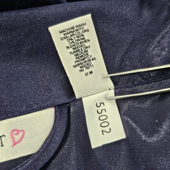 Vintage 90s Victoria’s Secret Satin Robe & Pajama Top Set Size XL Blue & Gold - Picture 4 of 7